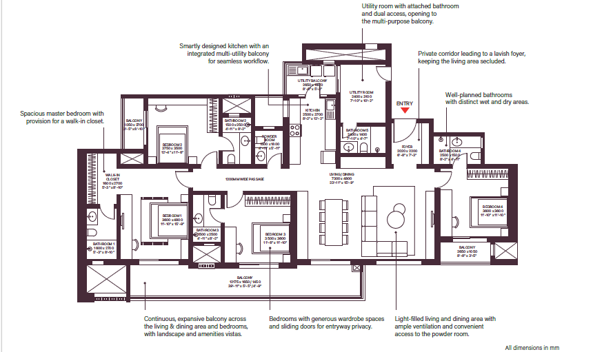 SOBHA Crescent 4BHK Floor Plan